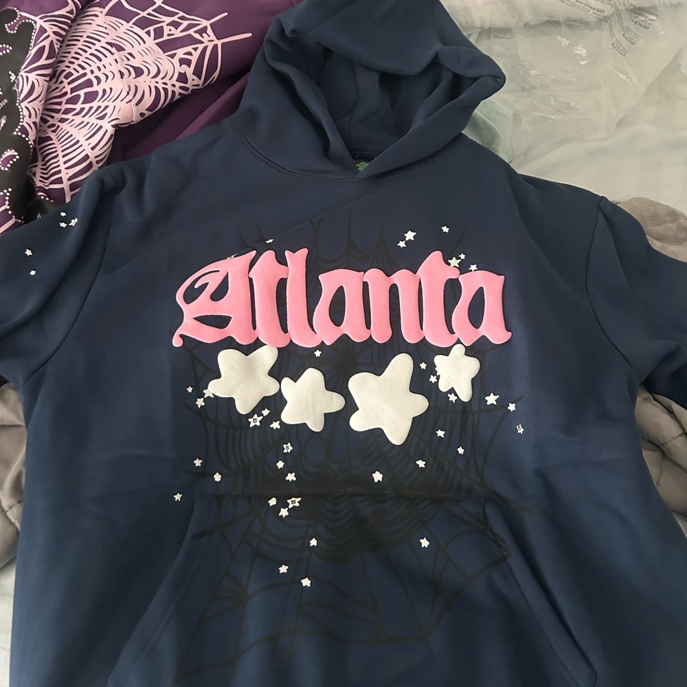 Sp5der Atlanta Hoodie - Size Large (Navy blue)